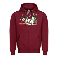 Burgundy christmas snowmen with wine Zipper Hoodie - MaliasSmallBusiness