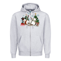 Heather Grey christmas snowmen with wine Zipper Hoodie - MaliasSmallBusiness