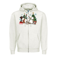 Oatmeal Heather christmas snowmen with wine Zipper Hoodie - MaliasSmallBusiness
