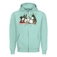 Seafoam christmas snowmen with wine Zipper Hoodie - MaliasSmallBusiness
