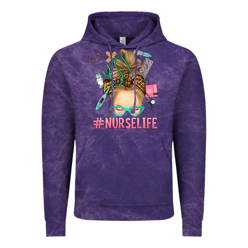 Blonde Messy Bun Nurse Life Vintage Hoodie by RanaPortraitStore | Teevron