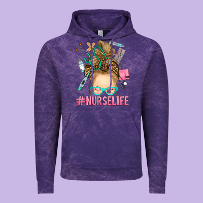 Blonde Messy Bun Nurse Life Vintage Hoodie Designed By Ranaportraitstore
