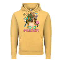 Vintage Mustard blonde messy bun nurse life Vintage Hoodie - RanaPortraitStore