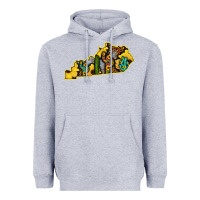 Heather Grey Kentucky Map Western Sunflower Pattern Heavyweight Hoodie - Bettercallsaul