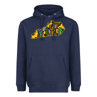 Navy Kentucky Map Western Sunflower Pattern Heavyweight Hoodie - Bettercallsaul