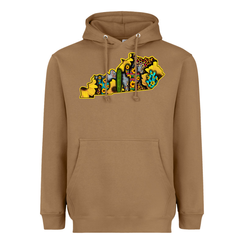 Kentucky Map Western Sunflower Pattern Heavyweight Hoodie by Bettercallsaul | Teevron