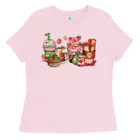 Bubblegum Pink strawberry farm fresh coffee cups Ladies Tee - Zillion Design Studio