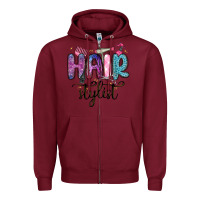 Burgundy hair stylist Zipper Hoodie - MaliasSmallBusiness