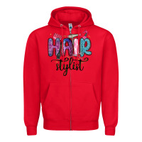 Red hair stylist Zipper Hoodie - MaliasSmallBusiness