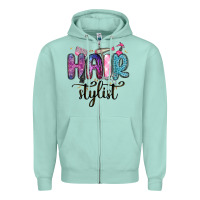 Seafoam hair stylist Zipper Hoodie - MaliasSmallBusiness