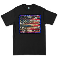 Black american flag with cowhide background Premium Tee - RanaPortraitStore