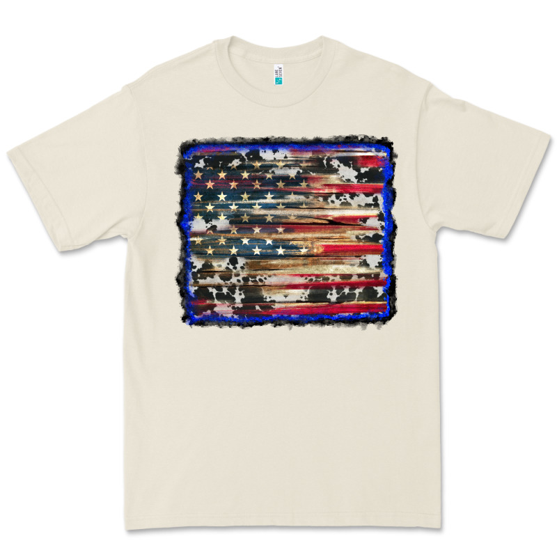 American Flag With Cowhide Background Premium Tee by RanaPortraitStore | Teevron