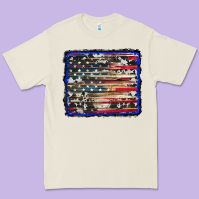 American Flag With Cowhide Background Premium Tee Designed By Ranaportraitstore