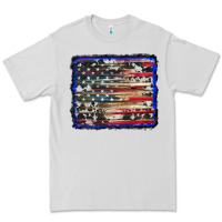 Dove Grey american flag with cowhide background Premium Tee - RanaPortraitStore