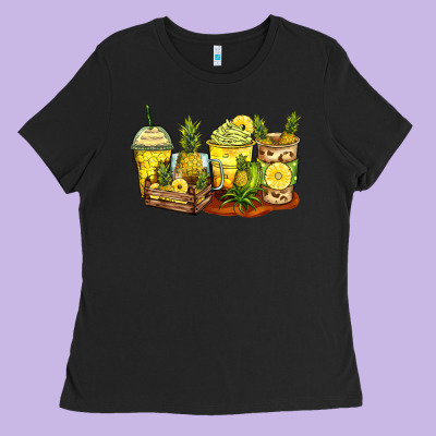 Pineapple Farm Fresh Coffee Cups Ladies Tee Designed By Zillion Design Studio