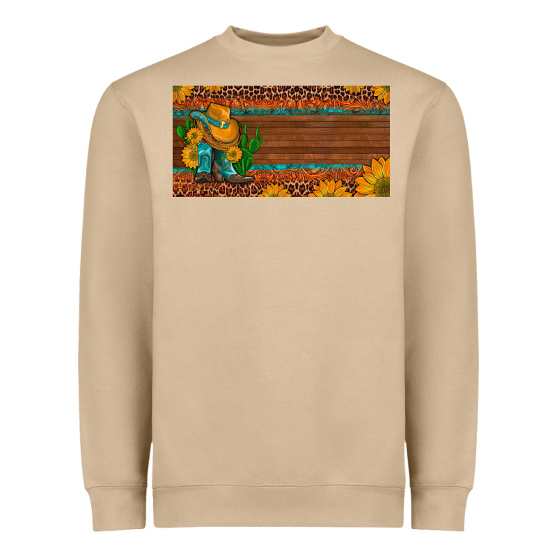 Custom Cowboy Boots Sunflowers And Cactus License Plate Heavyweight Sweatshirt by Artiststas | Teevron