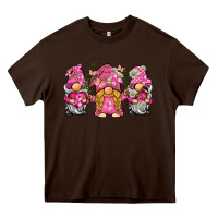 Chocolate Brown breast cancer gnome Heavy Core Tee - BarkalooDesign