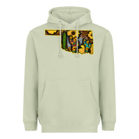 Matcha Western Oklahoma Map Sunflower Pattern Heavyweight Hoodie - Bettercallsaul
