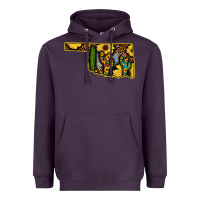 Plum Western Oklahoma Map Sunflower Pattern Heavyweight Hoodie - Bettercallsaul