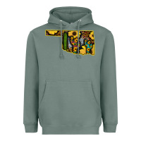 Sage Western Oklahoma Map Sunflower Pattern Heavyweight Hoodie - Bettercallsaul