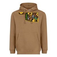 Toasted Coconut Western Oklahoma Map Sunflower Pattern Heavyweight Hoodie - Bettercallsaul