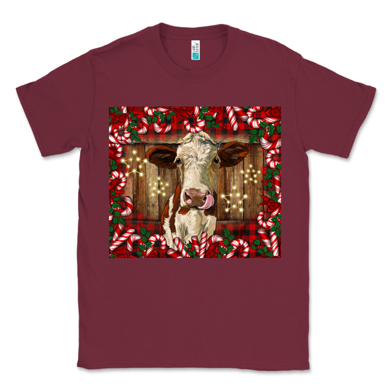 Christmas Heifer With Candy Canes Classic Tee by BarkalooDesign | Teevron