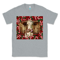 Heather Grey christmas heifer with candy canes Classic Tee - BarkalooDesign