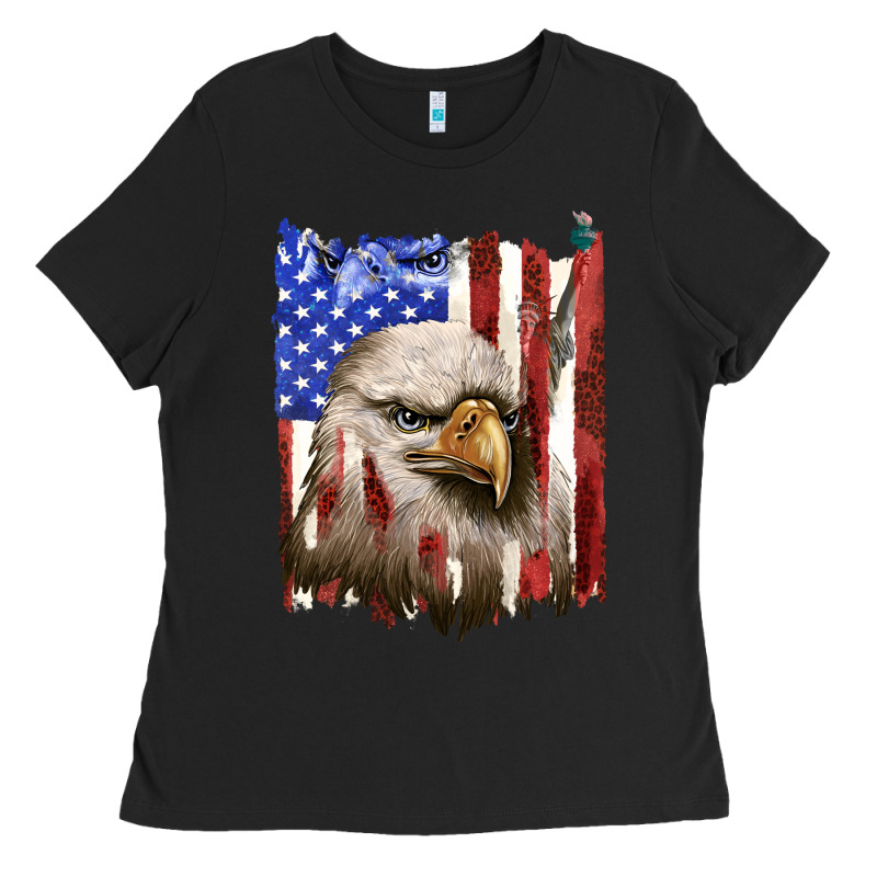 Usa Flag With Eagle Head Ladies Tee by texasbilliewilder | Teevron