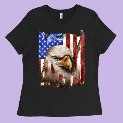 Usa Flag With Eagle Head Ladies Tee Designed By Texasbilliewilder