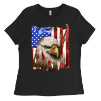 Black usa flag with eagle head Ladies Tee - texasbilliewilder