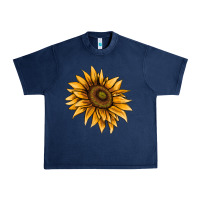 Navy sunflower Urban Heavy Tee - AdoDesignShop