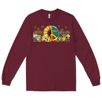 Burgundy hippie soul leopard sunflower Long Sleeve Tee - JahusDesignShop