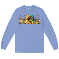 Colony Blue hippie soul leopard sunflower Long Sleeve Tee - JahusDesignShop