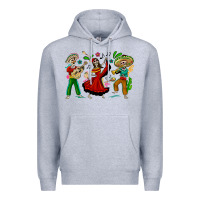 Heather Grey Mexican Skeletons Premium Hoodie - texasbilliewilder