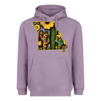 Lavender Western Missouri Map Sunflower And Cactus Pattern Heavyweight Hoodie - Bettercallsaul