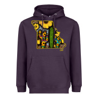 Plum Western Missouri Map Sunflower And Cactus Pattern Heavyweight Hoodie - Bettercallsaul