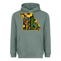 Sage Western Missouri Map Sunflower And Cactus Pattern Heavyweight Hoodie - Bettercallsaul