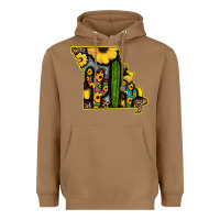 Toasted Coconut Western Missouri Map Sunflower And Cactus Pattern Heavyweight Hoodie - Bettercallsaul