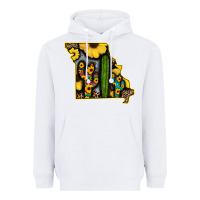 White Western Missouri Map Sunflower And Cactus Pattern Heavyweight Hoodie - Bettercallsaul