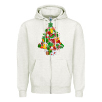 Oatmeal Heather nurse christmas tree Zipper Hoodie - MaliasSmallBusiness