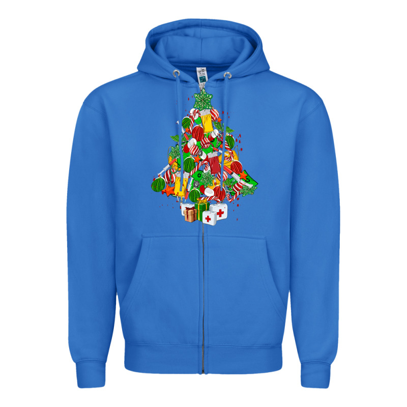 Nurse Christmas Tree Zipper Hoodie by MaliasSmallBusiness | Teevron