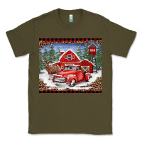 Army Green Christmas farm reindeer and truck Classic Tee - BarkalooDesign