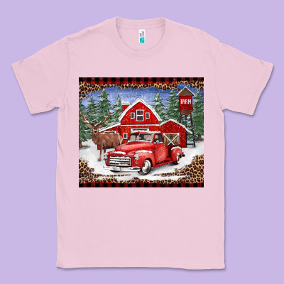 Christmas Farm Reindeer And Truck Classic Tee Designed By Barkaloodesign