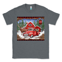 Charcoal Heather Christmas farm reindeer and truck Classic Tee - BarkalooDesign