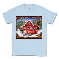 Dusty Blue Christmas farm reindeer and truck Classic Tee - BarkalooDesign