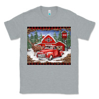 Heather Grey Christmas farm reindeer and truck Classic Tee - BarkalooDesign