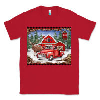 Red Christmas farm reindeer and truck Classic Tee - BarkalooDesign