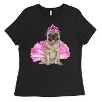 Black balerina pug with tutu Ladies Tee - RanaPortraitStore