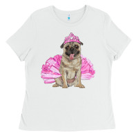 White balerina pug with tutu Ladies Tee - RanaPortraitStore