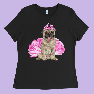Balerina Pug With Tutu Ladies Tee Designed By Ranaportraitstore